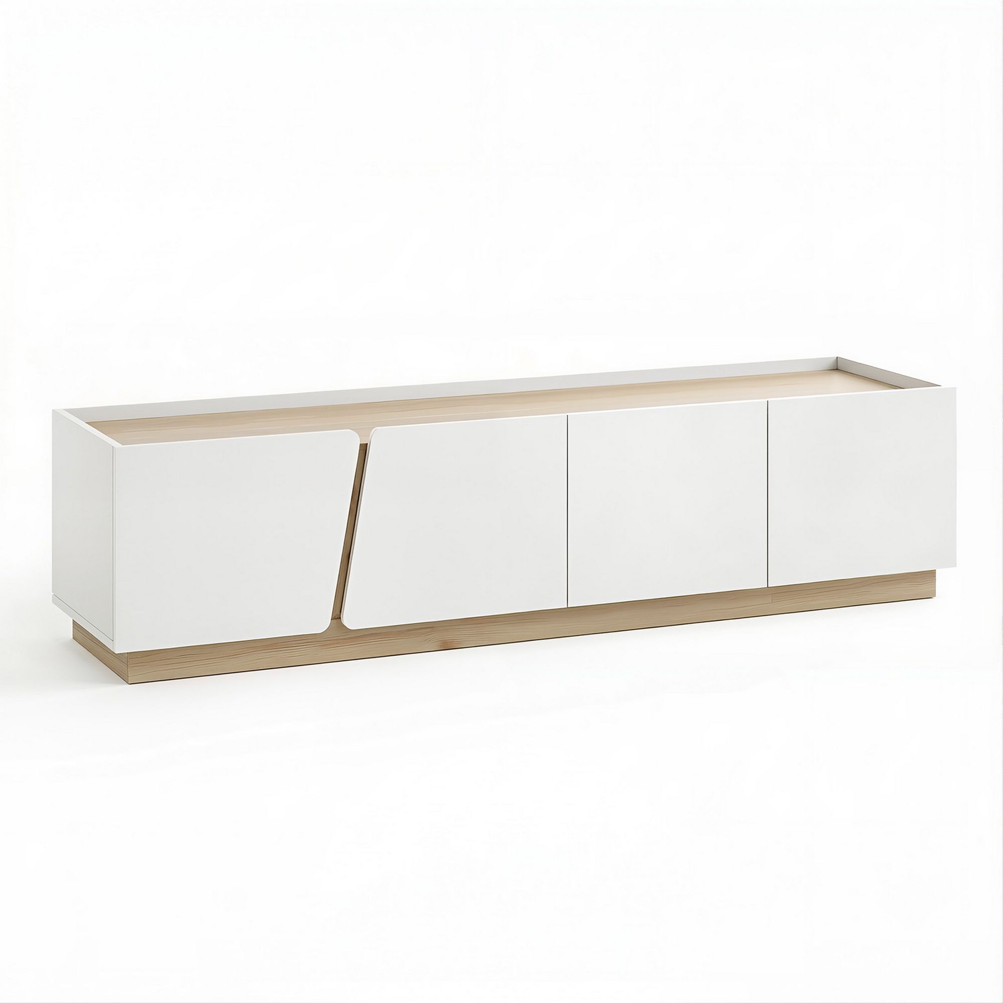 180cm TV Unit Storage Cabinet Living Room White & Pine Secondary image