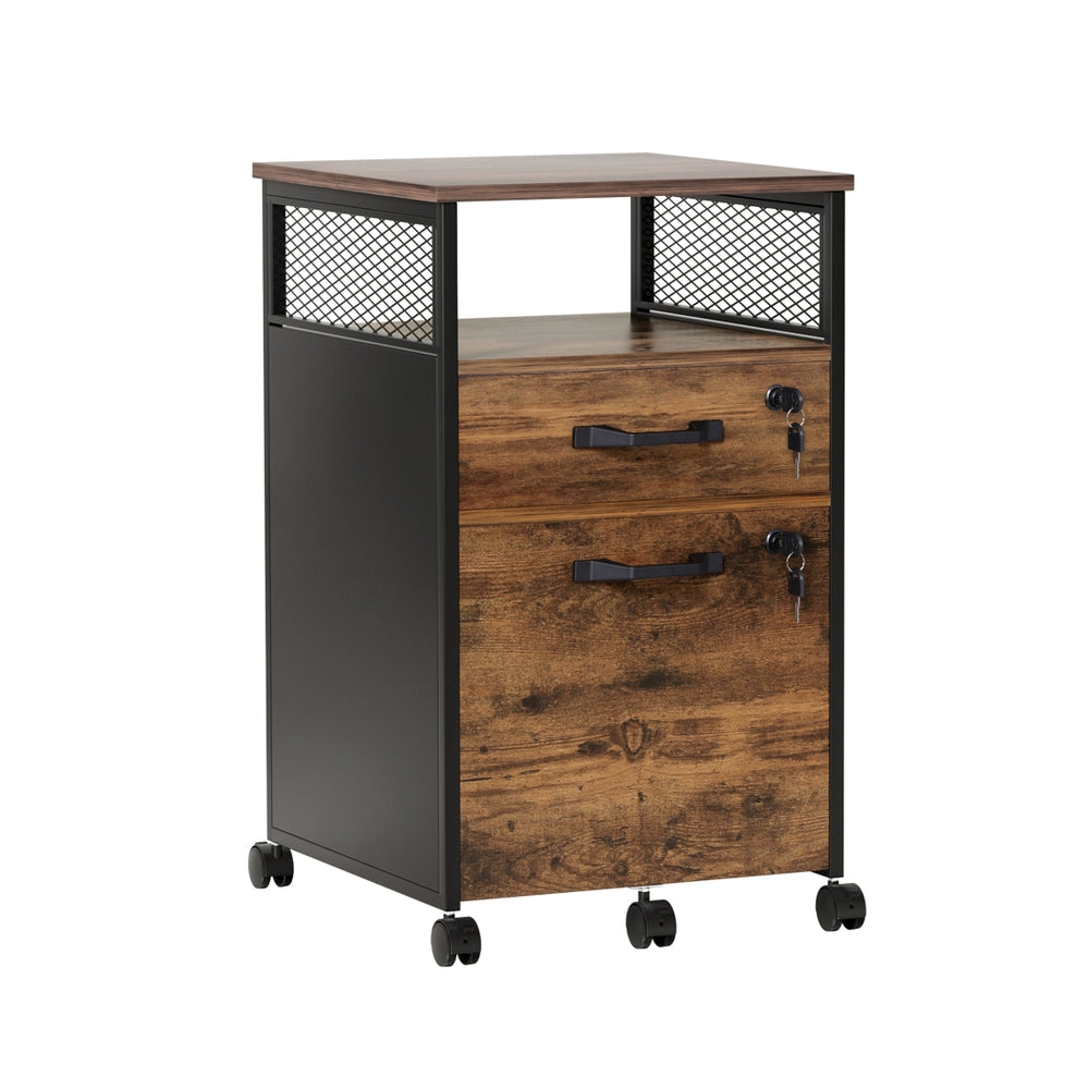2-drawer Filing Cabinet File Cabinet with Wheels - Rustic Brown Main image