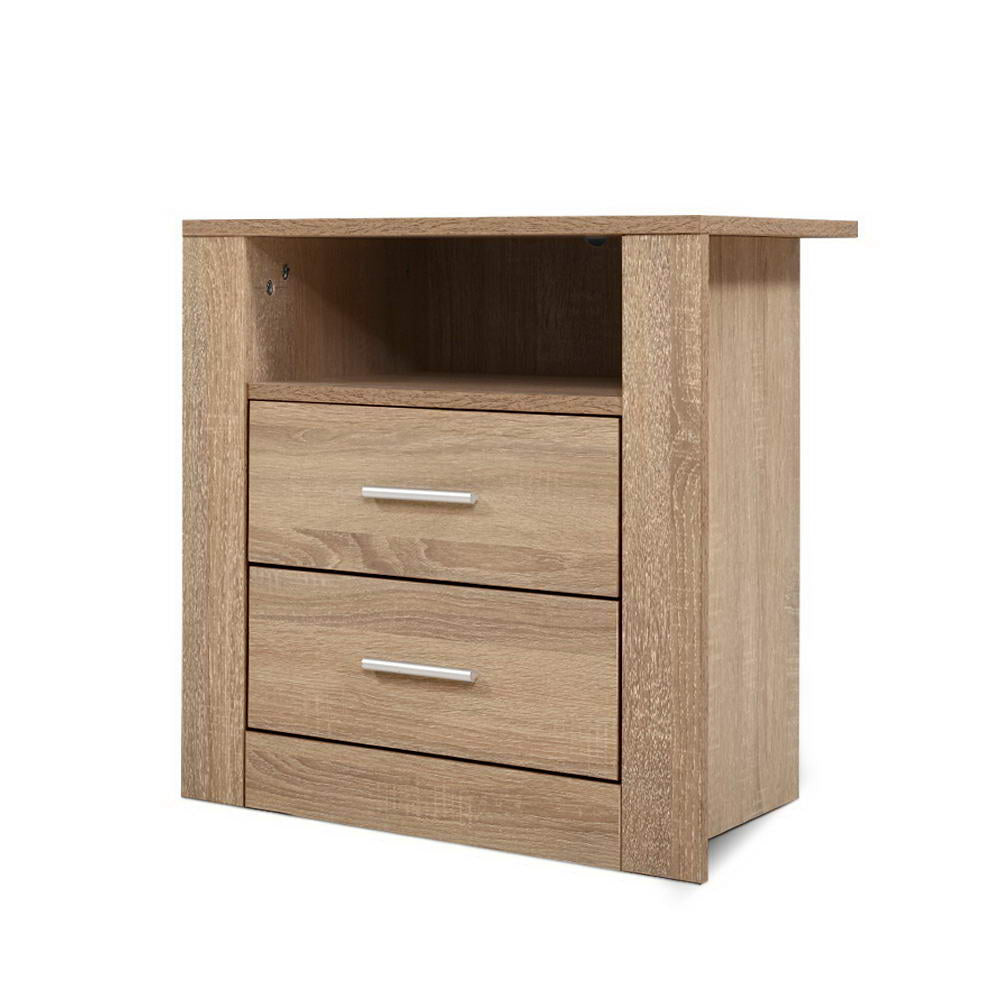 Tara Bedside Table 2 Drawers with Shelf - Oak Main image