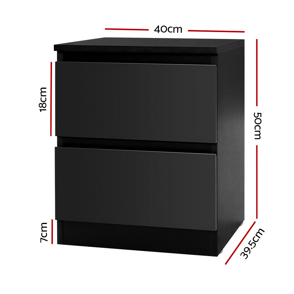 Pepe Bedside Table 2-drawer (set of 2) - Black Secondary image