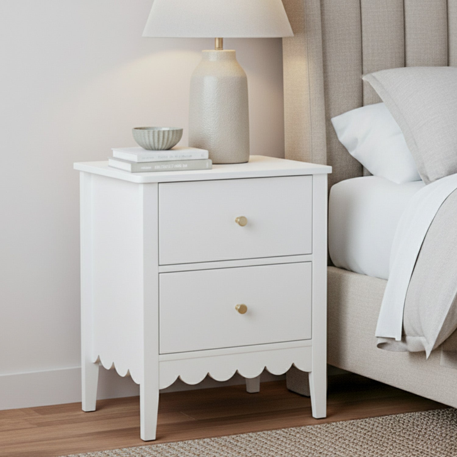 2-drawer Bedside Table Nightstand - White Main image