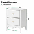 Artiss Bedside Table 2 Drawers Bedroom Storage Nightstand White