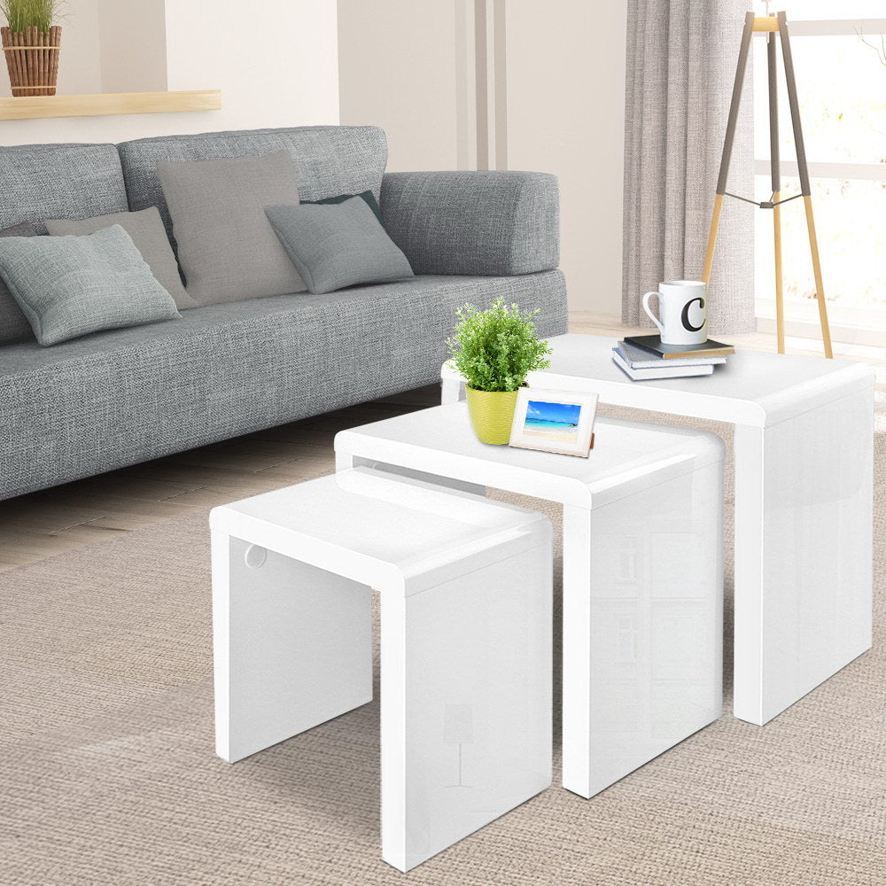 Nesting Coffee Tables (set of 3) - Glossy White Main image