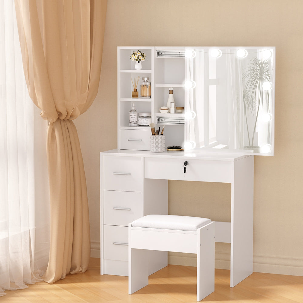 Dylan 10-LED Dressing Table Set Stool - White Main image