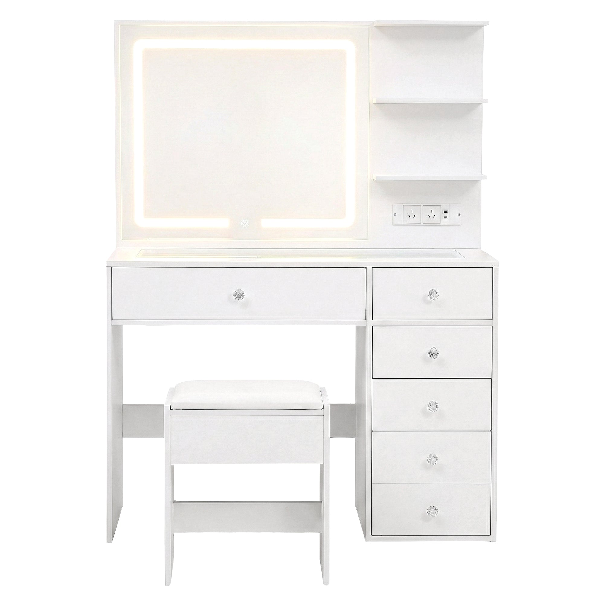 Dressing Table LED Vanity Desk Set Stool White Main image