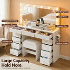 Artiss Dressing Table Vanity Desk Set Stool LED Bulbs White