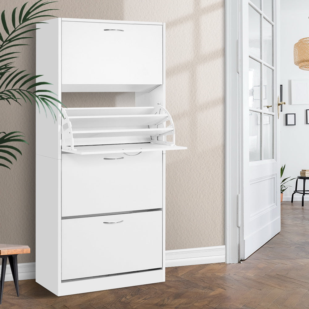 60-pair 4-door Shoe Rack Cabinet - White Main image