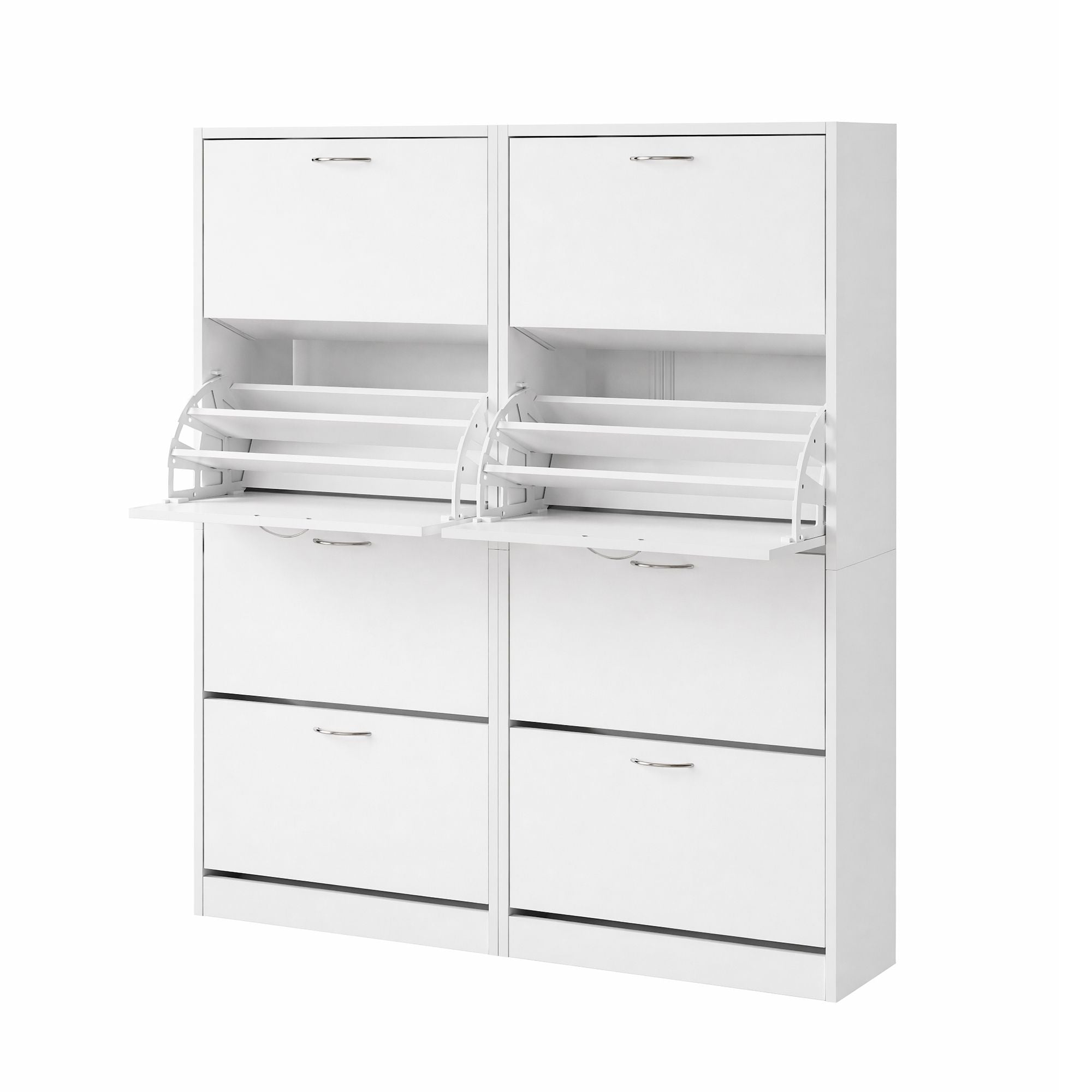 Shoe Cabinet Storage Organiser 4-Flip Drawer (set of 2) - White Main image