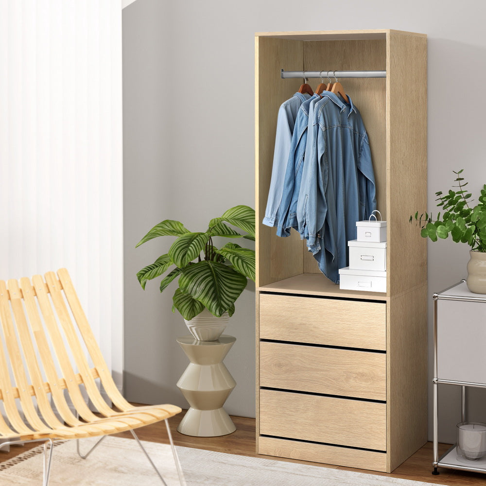 Wardrobe Clothes Closet Storage Organizer Pine Main image