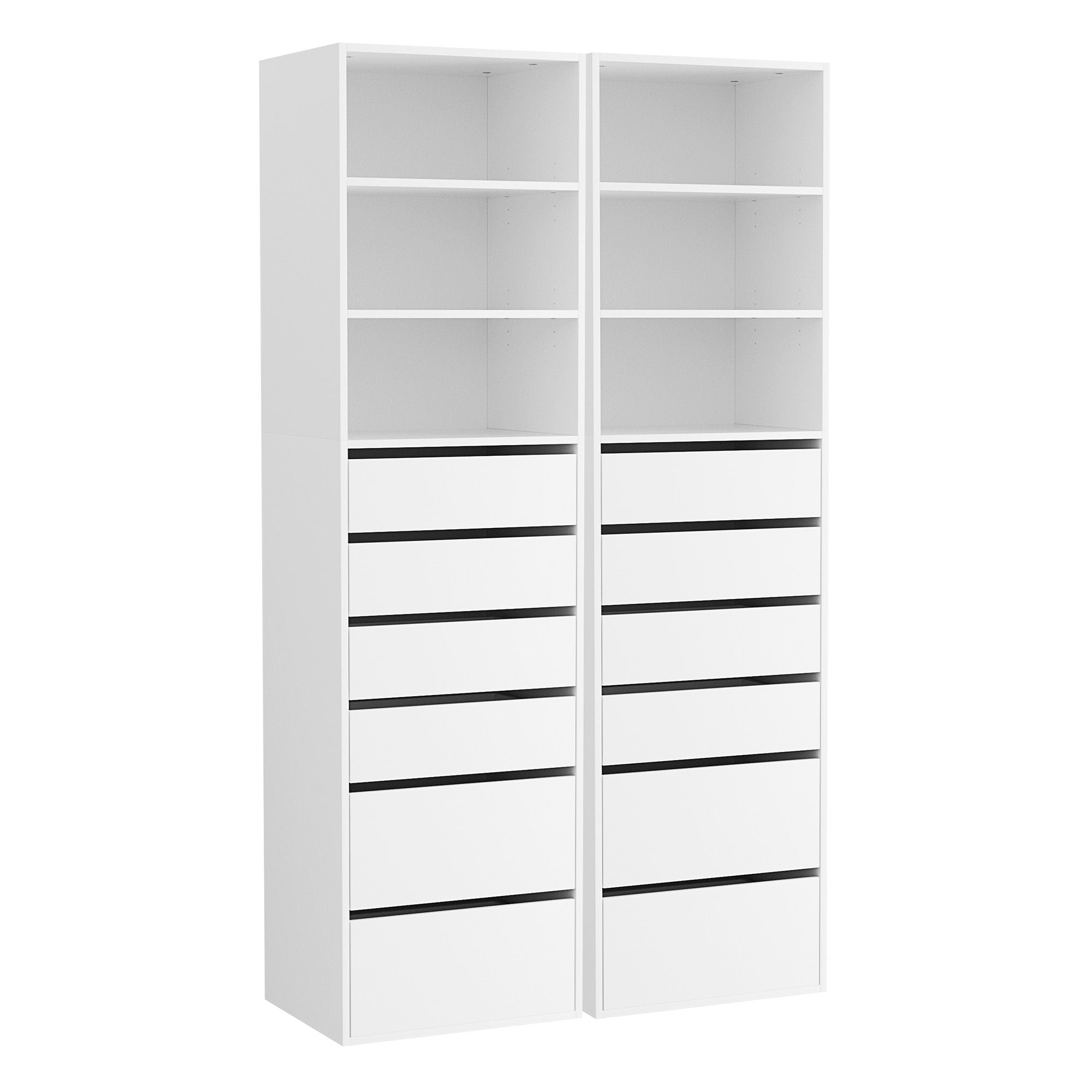 2x Chest of 6 Drawers Tallboy Cabinet Adjustable Shelf White Secondary image