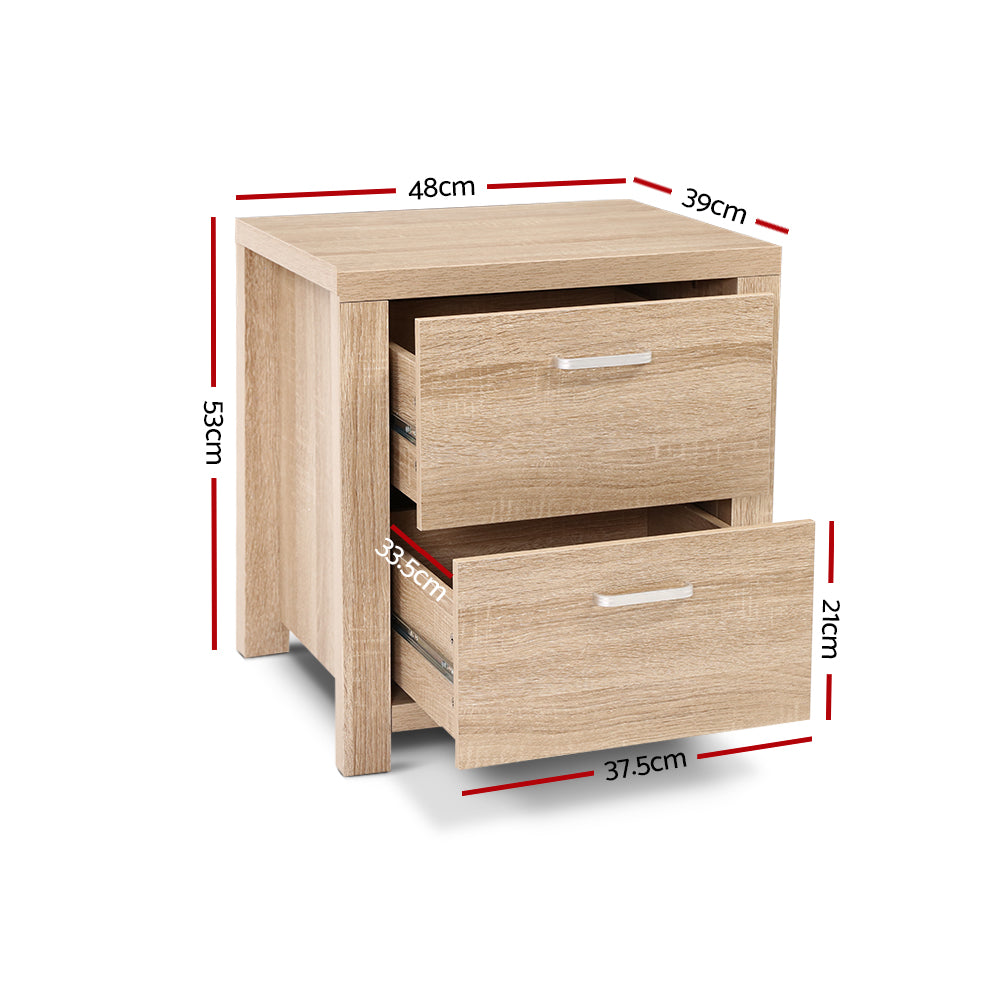 Maxi Pine Bedside Table w/ 2 Drawers Secondary image