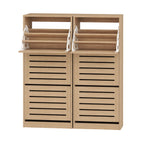 Artiss 2x Shoe Cabinet Storage Organiser 3 Flip Drawer Pine