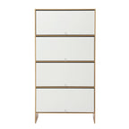 Artiss Narrow Shoe Cabinet Adjustable Shelves Flip-up Door White & Pine