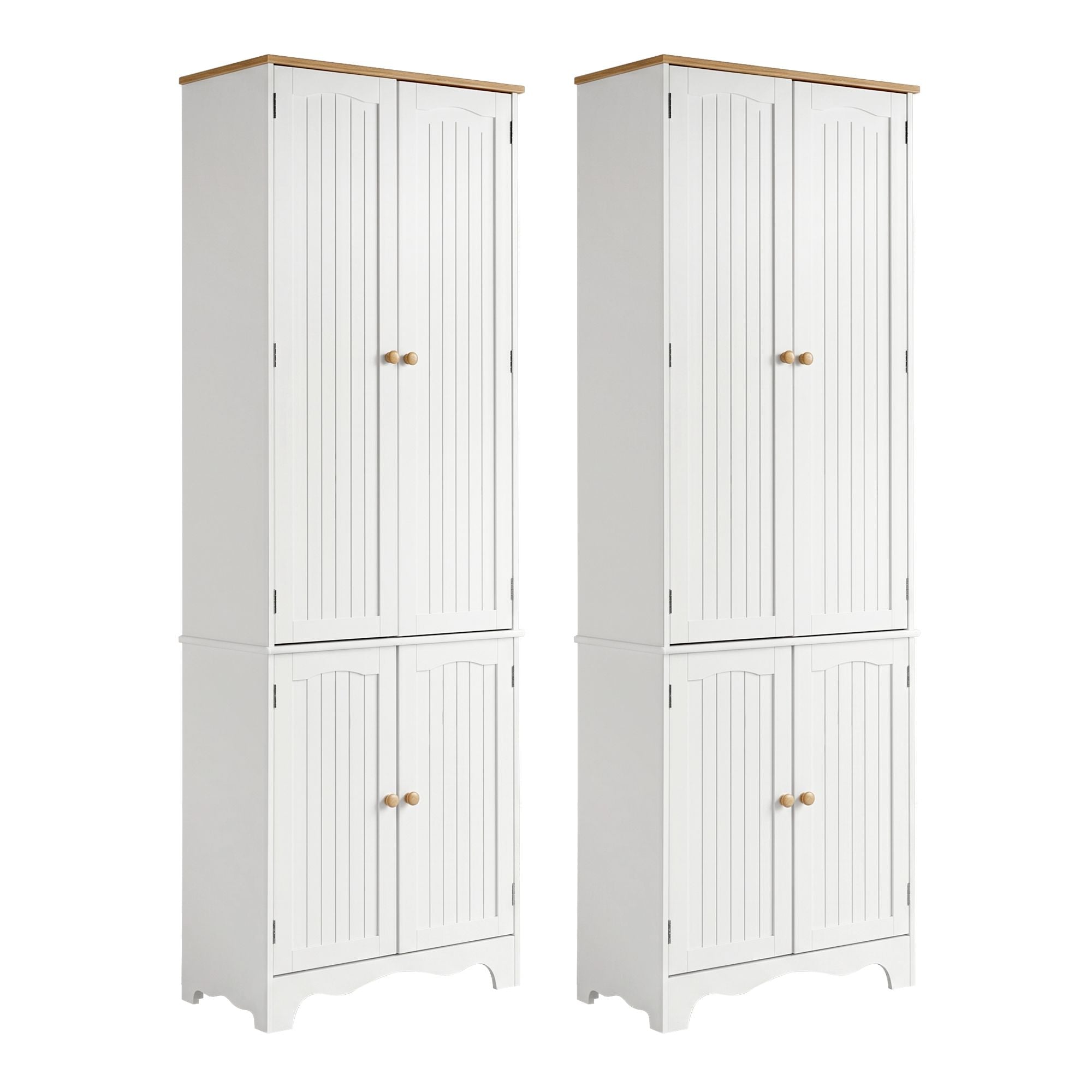 2x Buffet Sideboard Pantry Cabinet Cupboard 6-Tiers Storage Shelves BERNE Main image