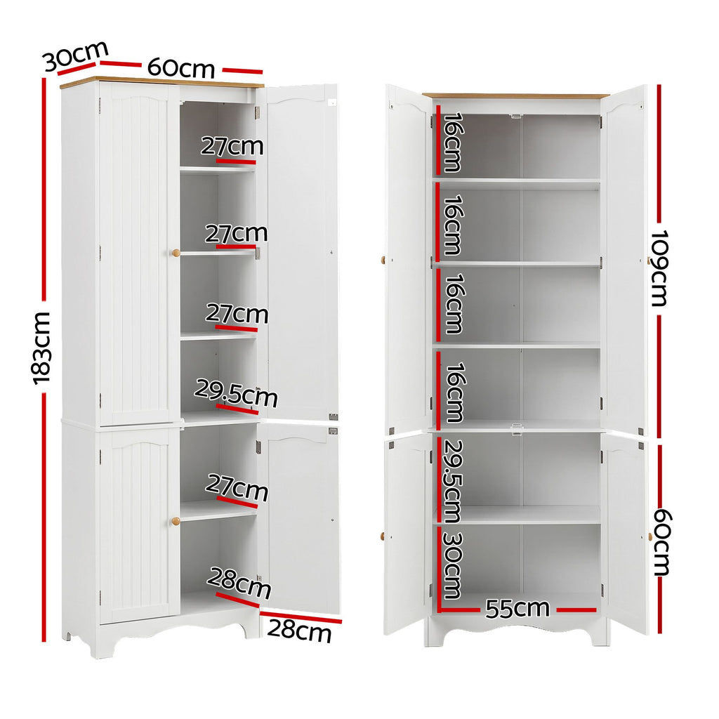 Artiss 2x Buffet Sideboard Pantry Cabinet Cupboard 6-Tiers Storage Shelves BERNE