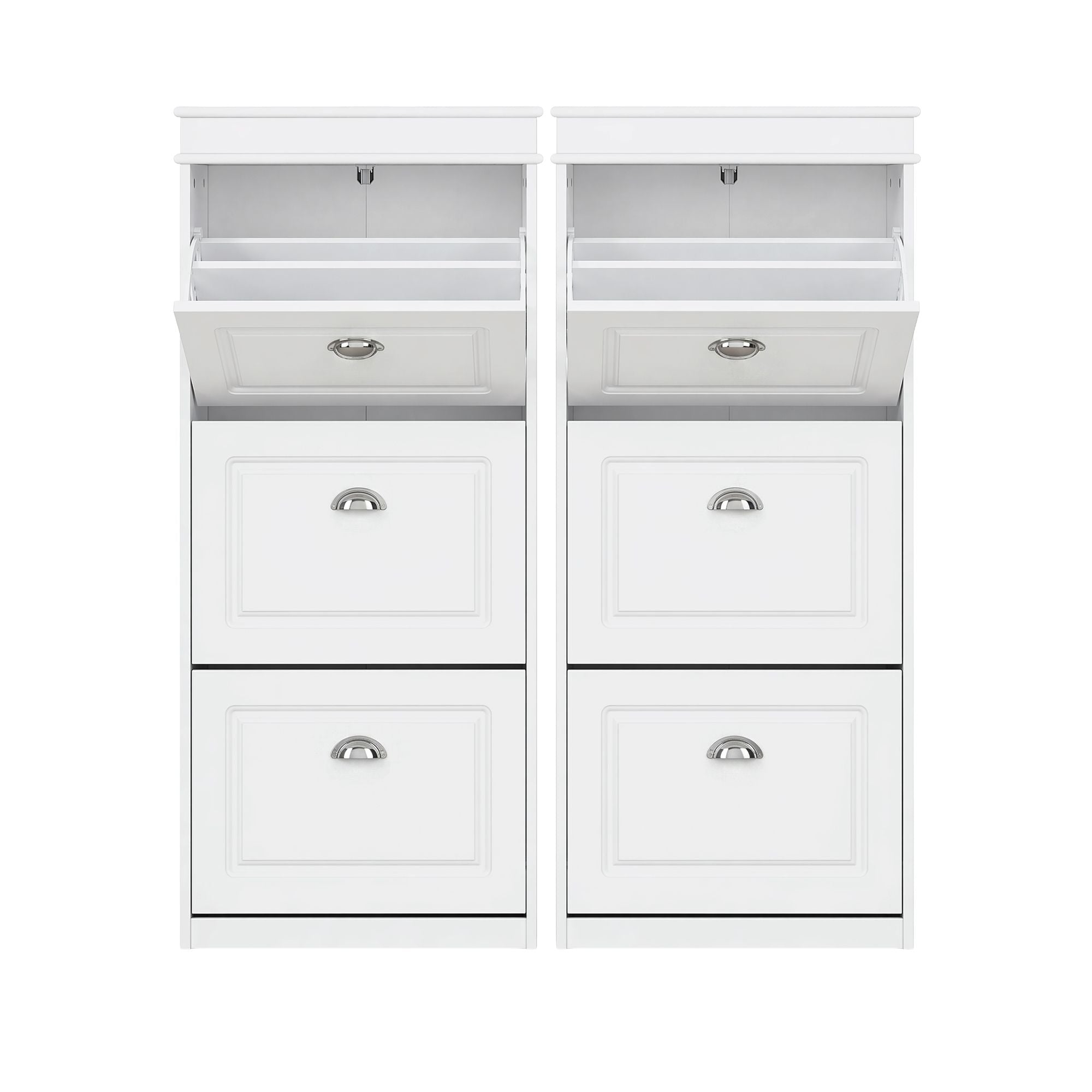 Shoe Cabinet Storage Organiser 3 Flip Drawer (set of 2) - White Main image