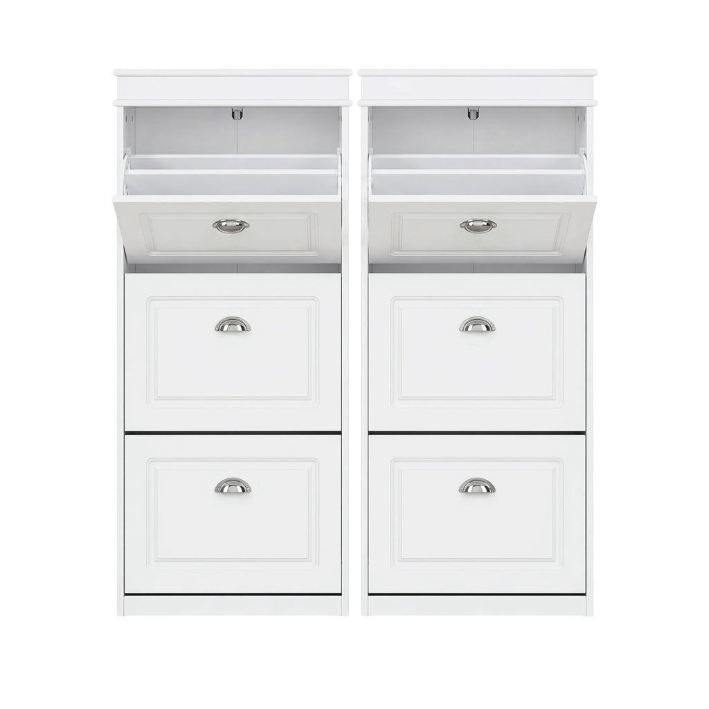 Artiss 2x Shoe Cabinet Storage Organiser 3 Flip Drawer White