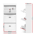 Artiss 2x Shoe Cabinet Storage Organiser 3 Flip Drawer White