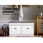 Artiss 2x Shoe Bench Set Flip Drawer White