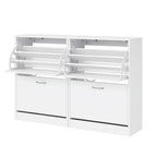 Artiss 2x Shoe Cabinet Storage Organiser 2 Flip Drawer White