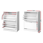 Artiss 2x Shoe Cabinet Storage Organiser 2 Flip Drawer White