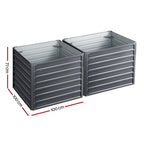 Green Fingers 2x Garden Bed 100x100x77cm Planter Box Raised Container Galvanised