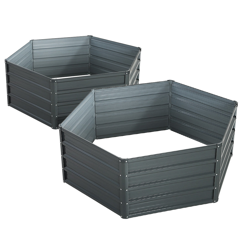 Green Fingers 2x Garden Bed 130x130x46cm Planter Box Raised Container Galvanised Main image