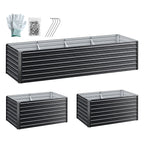 Green Fingers 2-in-1 Raised Garden Bed Kit, 320cm/160cm| 77cm Extra Deep Ergonomic Planter Box | Protect Your Back | Galvanised Steel Vegetable Flower Pot for Outdoor Garden | Includes Gloves & Pegs