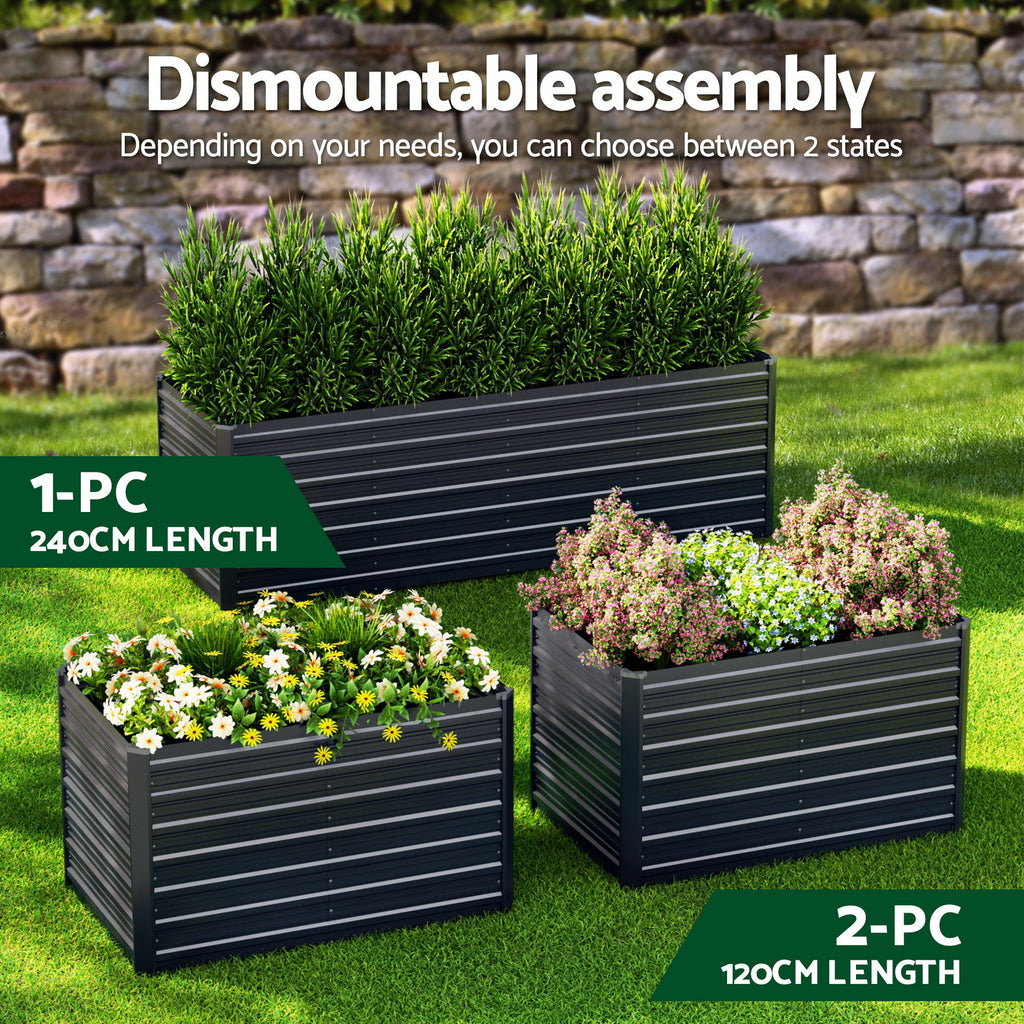 Green Fingers 2-in-1 Raised Garden Bed Kit, 320cm/160cm| 77cm Extra Deep Ergonomic Planter Box | Protect Your Back | Galvanised Steel Vegetable Flower Pot for Outdoor Garden | Includes Gloves & Pegs