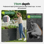 Green Fingers 2-in-1 Raised Garden Bed Kit, 320cm/160cm| 77cm Extra Deep Ergonomic Planter Box | Protect Your Back | Galvanised Steel Vegetable Flower Pot for Outdoor Garden | Includes Gloves & Pegs