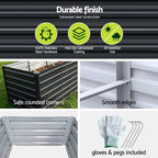 Green Fingers 2-in-1 Raised Garden Bed Kit, 320cm/160cm| 77cm Extra Deep Ergonomic Planter Box | Protect Your Back | Galvanised Steel Vegetable Flower Pot for Outdoor Garden | Includes Gloves & Pegs