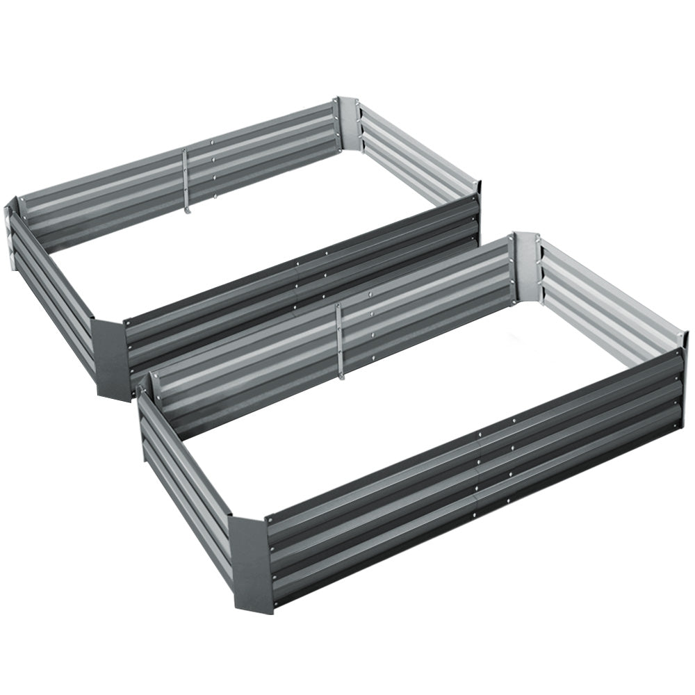 Green Fingers 2x Garden Bed 150x90cm Planter Box Raised Container Galvanised Herb Main image