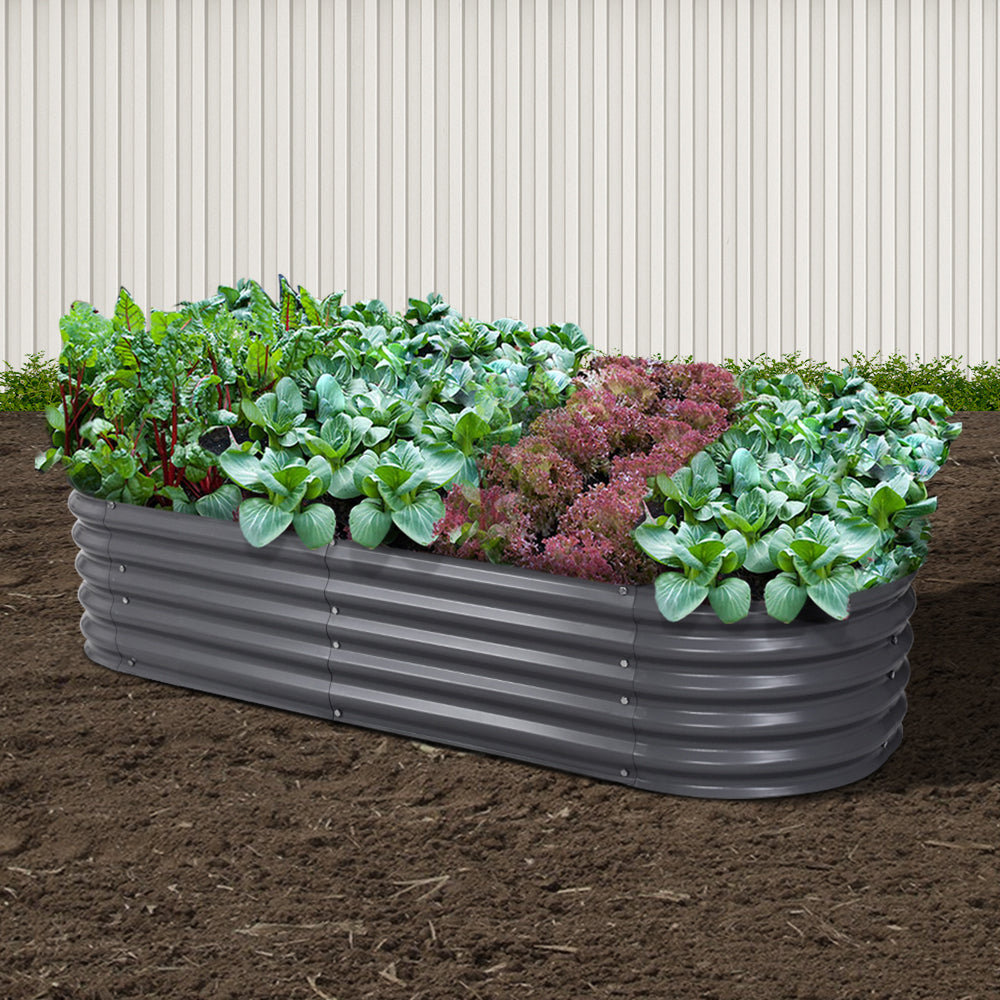 Green Fingers Garden Bed 160X80X42cm Oval Planter Box Raised Container Galvanised Main image