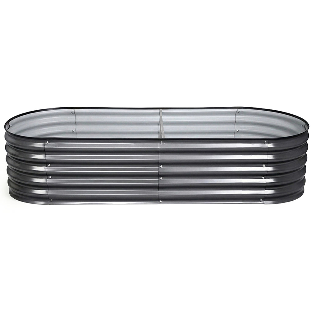 Green Fingers 3 Pcs Raised Garden Bed Kit Oval Galvanized Steel Planter Boxes 160x80x42cm, Heavy Duty Metal Elevated Garden Bed for Vegetables Flowers Herbs, with Safety Edging, Gloves & Pegs Included