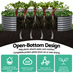 Green Fingers 3 Pcs Raised Garden Bed Kit Oval Galvanized Steel Planter Boxes 160x80x42cm, Heavy Duty Metal Elevated Garden Bed for Vegetables Flowers Herbs, with Safety Edging, Gloves & Pegs Included