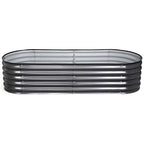 Green Fingers 4 Pcs Raised Garden Bed Kit Oval Galvanized Steel Planter Boxes 160x80x42cm, Heavy Duty Metal Elevated Garden Bed for Vegetables Flowers Herbs, with Safety Edging, Gloves & Pegs Included