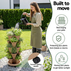 Green Fingers Garden Bed 5 Tier Vertical Garden Grey Strawberry Stackable Planters Herb Petunias Tan