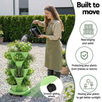 Green Fingers Garden Bed 5 Tier Vertical Garden Grey Strawberry Stackable Planters Herbs Light Green