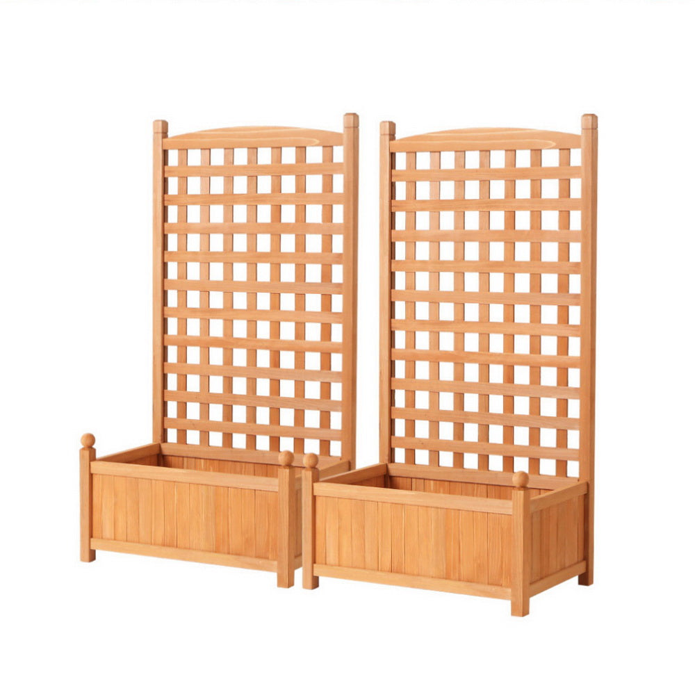 Green Fingers 2X Garden Bed Wooden 64x35x115cm Planter Raised Box Container Trellis Main image