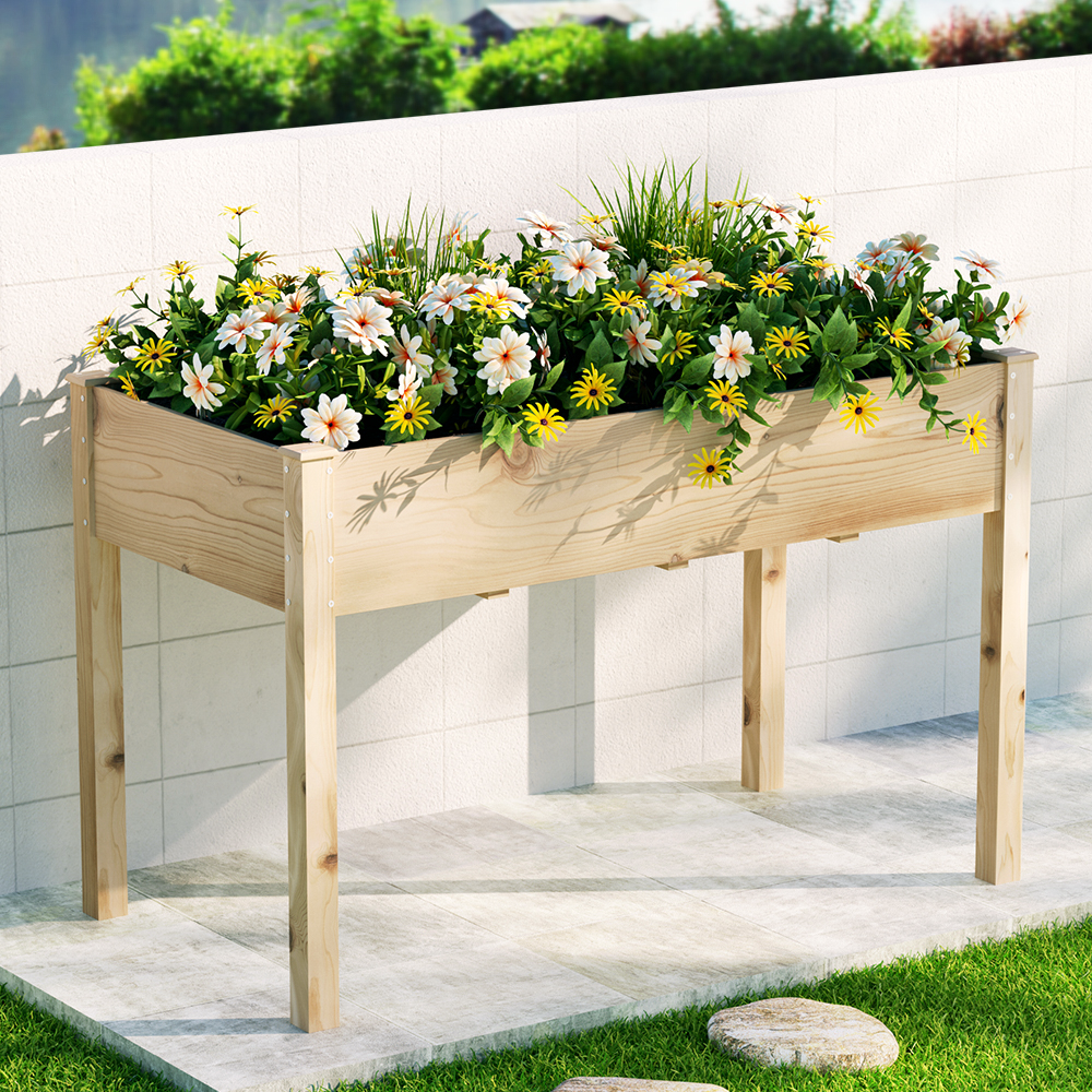 Green Fingers Garden Bed Elevated 120x60x80cm Wooden Planter Box Raised Container Main image