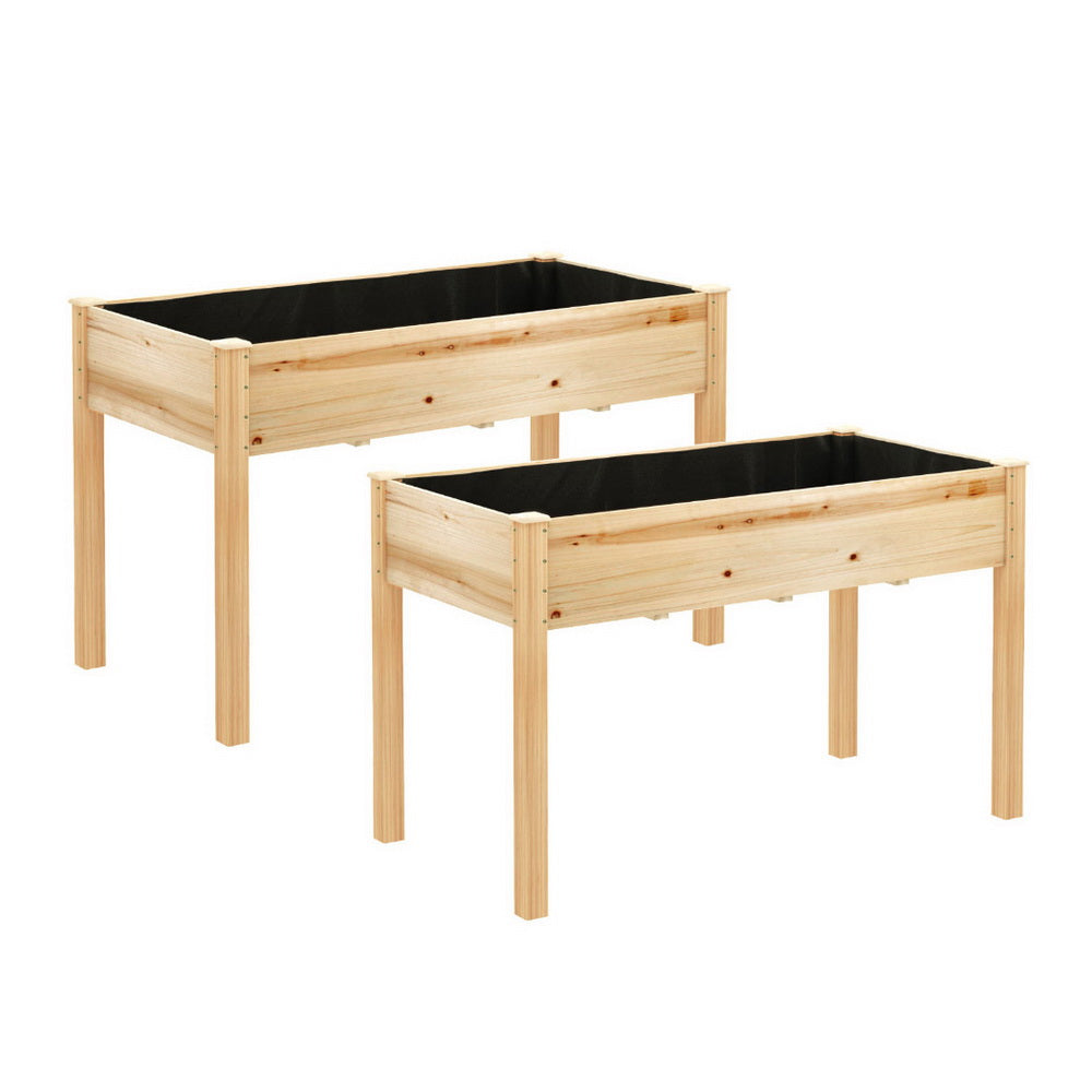 Green Fingers Raised Garden Bed 2x Elevated 120x60x80cm Wooden Planter Box Container Main image