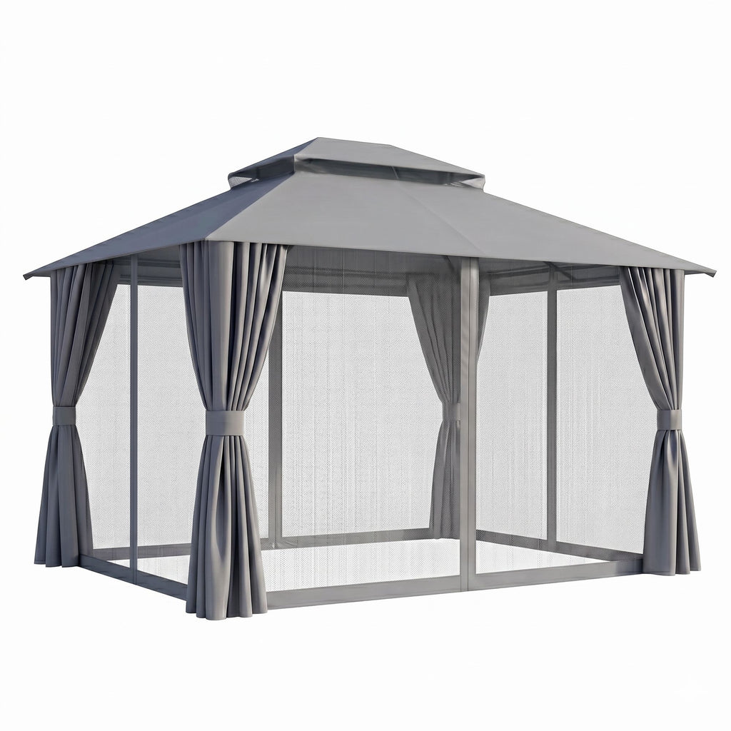 Instahut Gazebo 3x3m Canopy Outdoor Steel Frame Patio Tent Curtains Marquee Grey