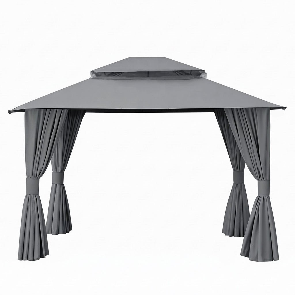Instahut Gazebo 3x3m Canopy Outdoor Steel Frame Patio Tent Curtains Marquee Grey