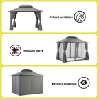 Instahut Gazebo 3x3m Canopy Outdoor Steel Frame Patio Tent Curtains Marquee Grey