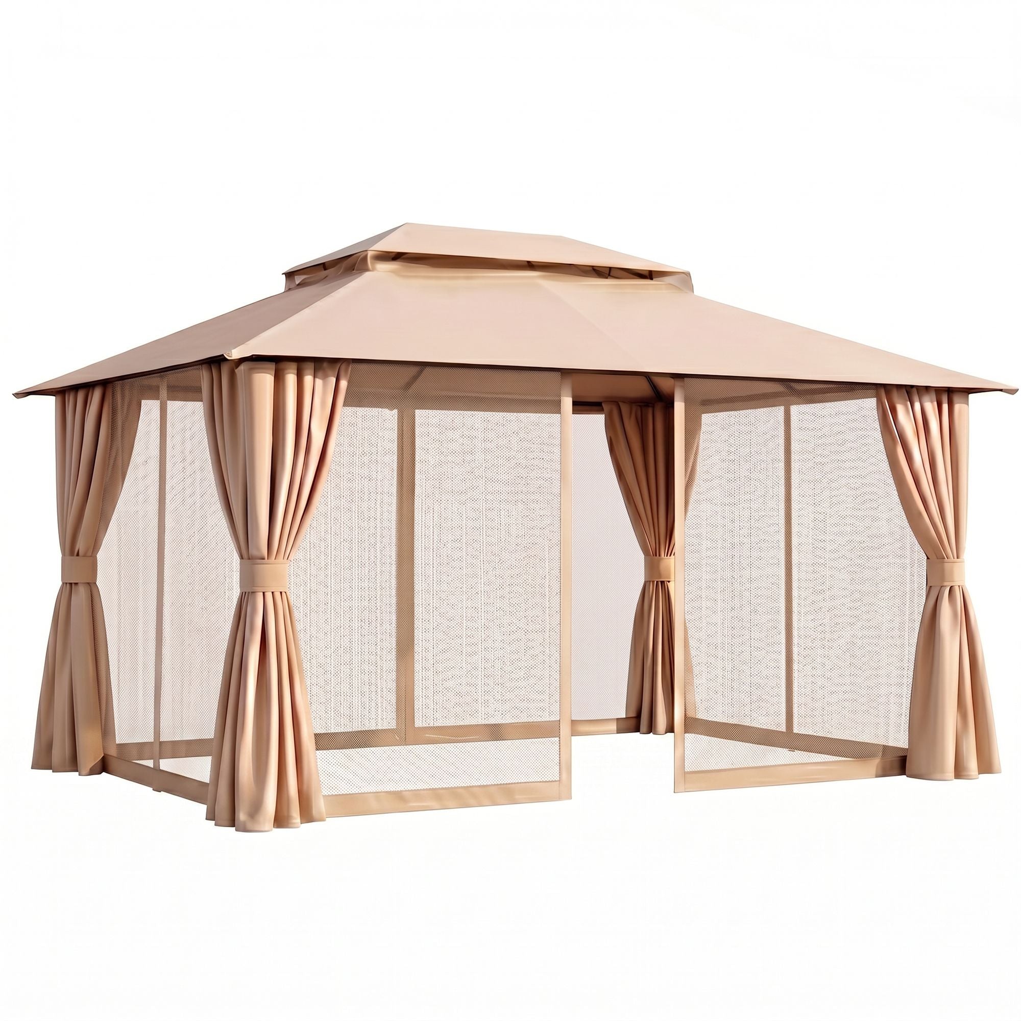 Instahut Gazebo 3x4m Canopy Outdoor Steel Frame Patio Tent Curtains Marquee Beige Hauptbild
