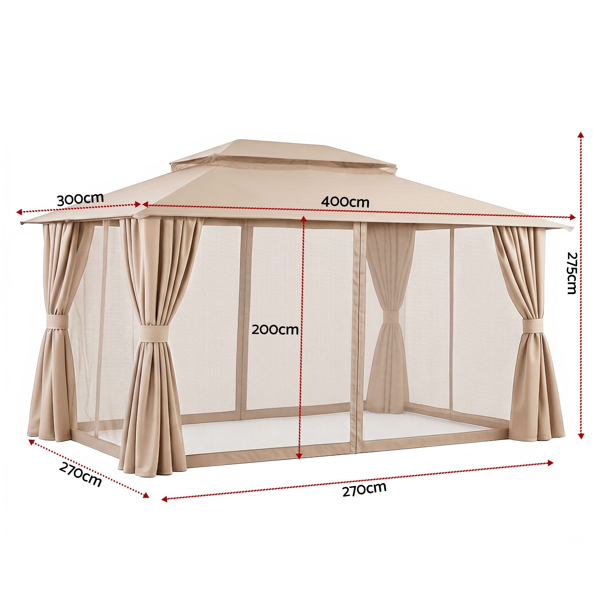 Instahut Gazebo 3x4m Canopy Outdoor Steel Frame Patio Tent Curtains Marquee Beige Zweitbild
