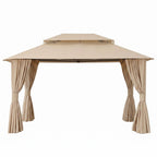 Instahut Gazebo 3x4m Canopy Outdoor Steel Frame Patio Tent Curtains Marquee Beige
