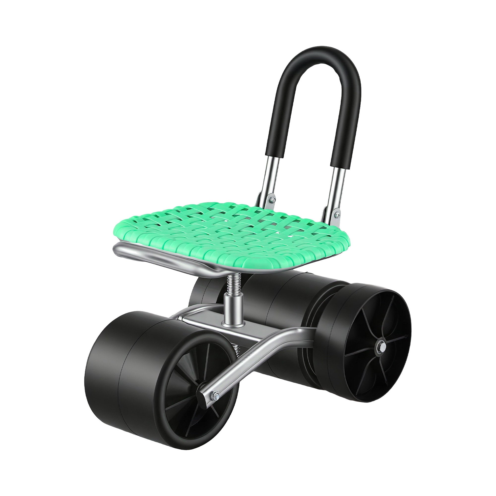 Gardeon Gardening Cart with 360° Swivel Seat | Rolling Work Seat with Adjustable Height & All-Terrain Wheels | 130KG Capacity Heavy Duty Garden Scooter for Back Pain Relief & Vehicle Detailing | Foldable Backrest & Ventilated Seat, Green Main image