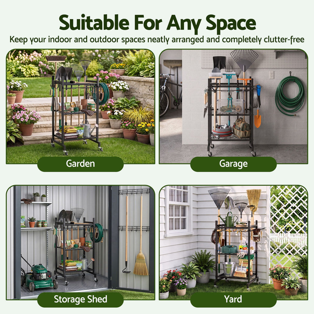 Gardeon Garden Tool Organizer with Wheels Heavy Duty Garage Yard Storage Cart