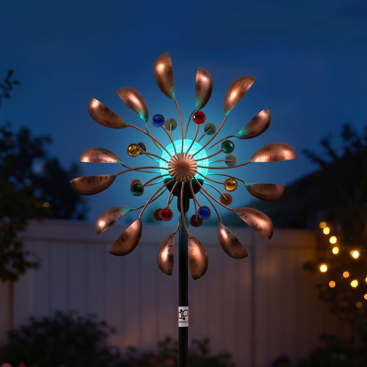 Gardeon Garden Windmill Metal Wind Spinner Solar Light Outdoor 190cmr Bronze Main image
